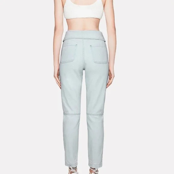 Jonathan Simkhai Henley Tie Waist Straight Leg jeans Blue Cotton Denim 28 NWT - Picture 2 of 8